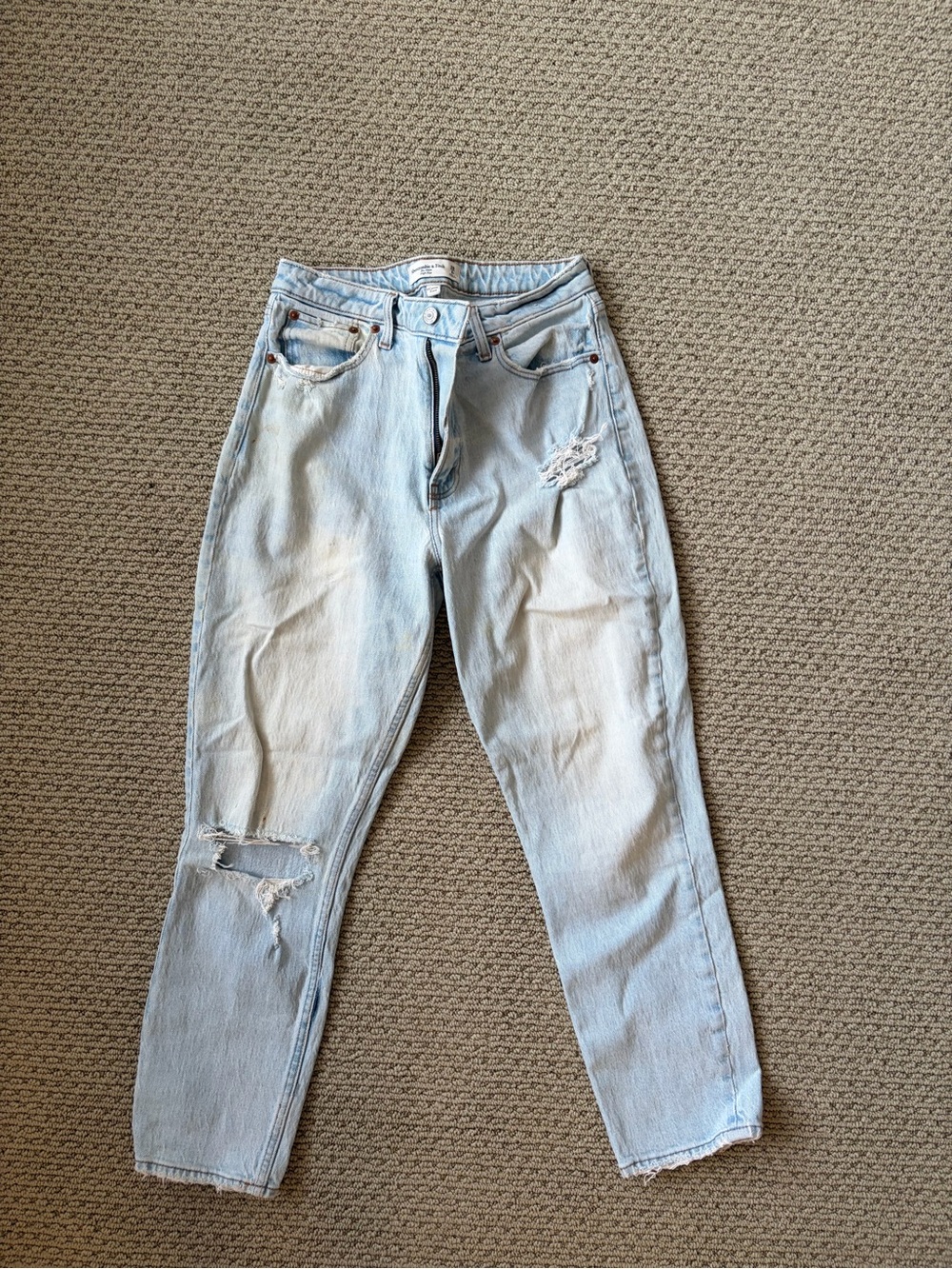 Abercrombie & Fitch Light Blue Distressed Boyfriend Jeans